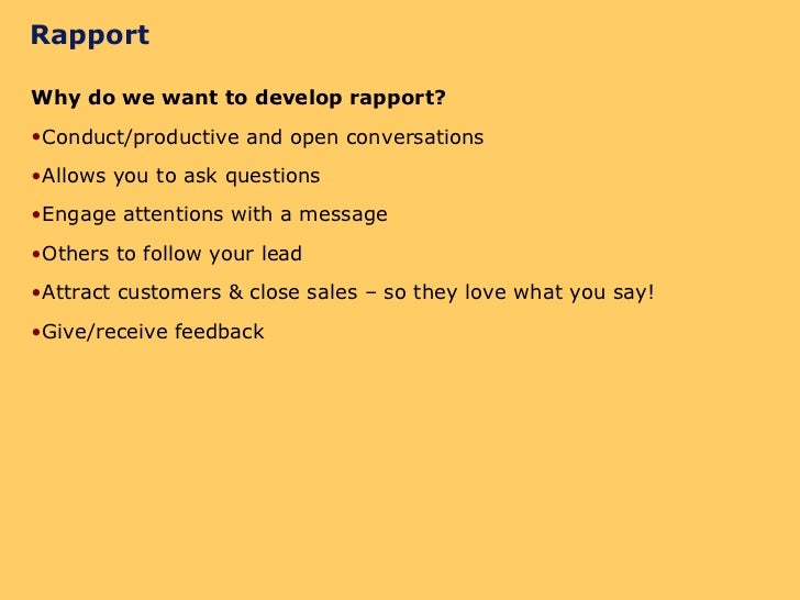 What does building rapport mean